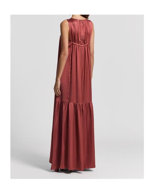 Peserico Red Crewneck Sleeveless Maxi Dress