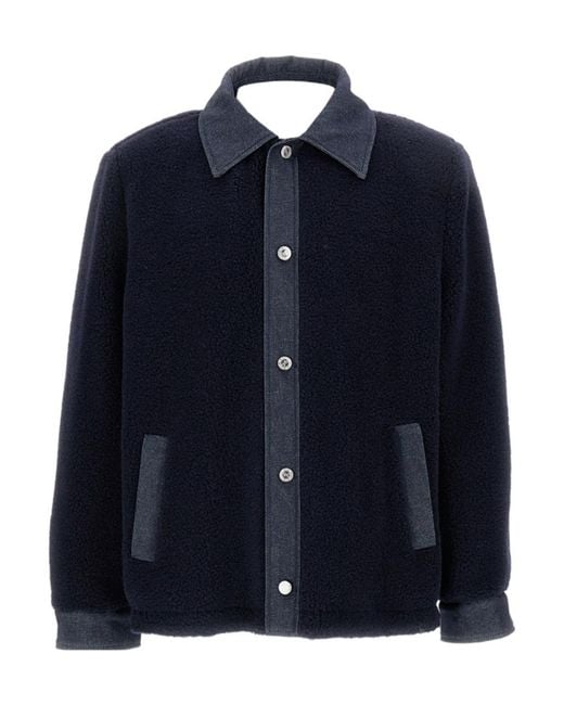A.P.C. Blue Will Fleece Denim-Panel Jacket for men