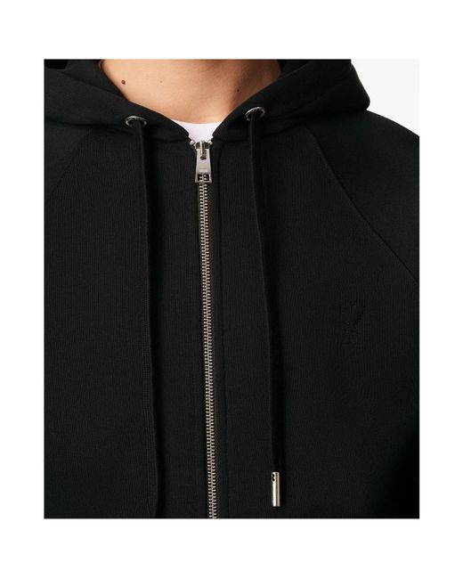 AMI Black Ami De Coeur Zip-Up Hoodie for men