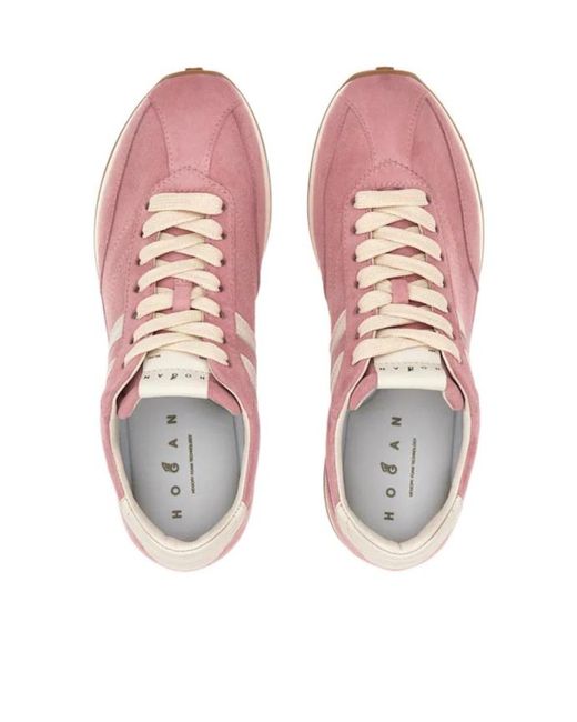 Hogan Pink H699 Lace-Up Fastening Sneakers