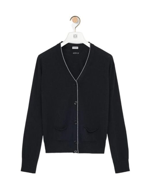 Loewe Blue Long-Sleeved Knitted Cardigan