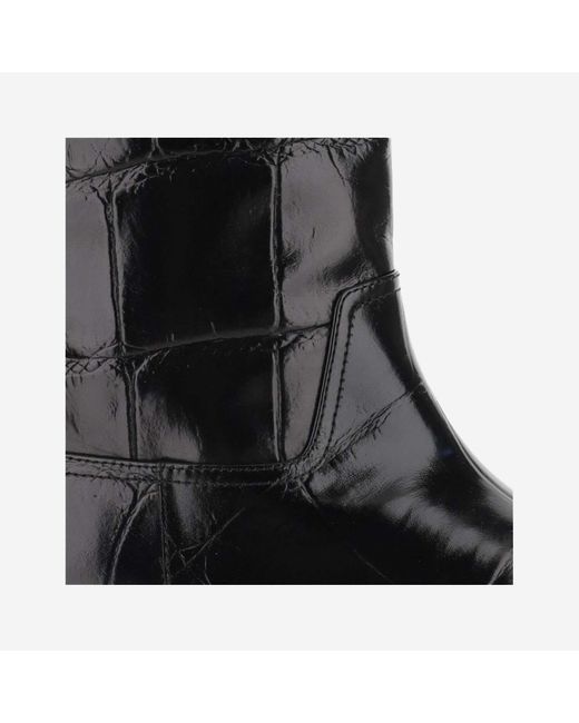 Paris Texas Black Bettina Embossed Knee-High Boots