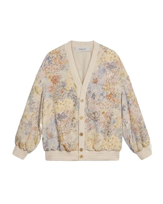 Golden Goose Deluxe Brand Natural Floral Embellished Cardigan