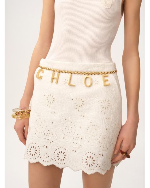 Chloé White Chloé The Chloé Letters Hook-Closure Belt