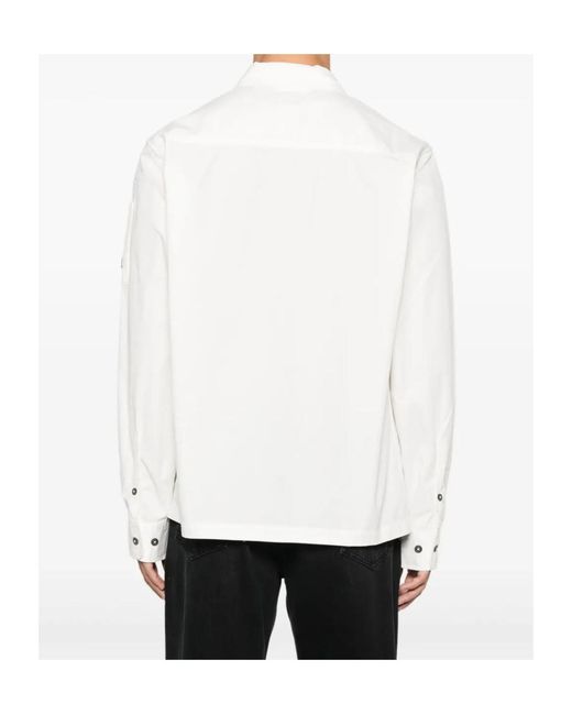 C P Company White Logo Plaque Gabardine Overshirt for men