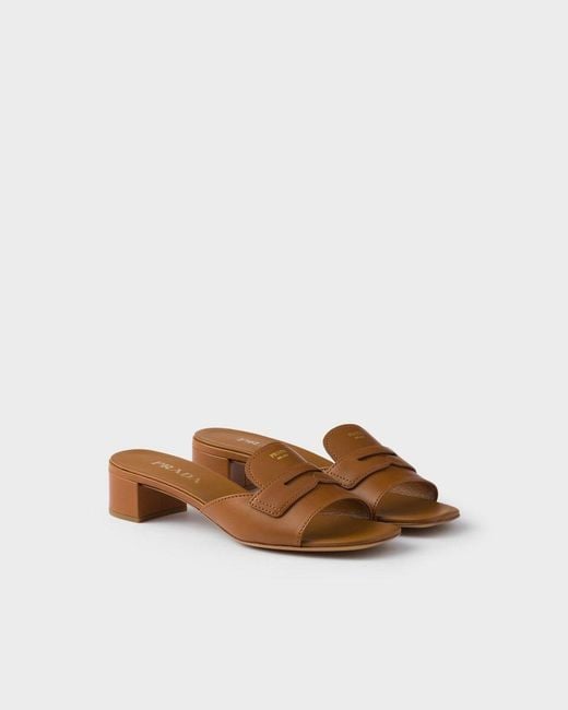 Prada Brown Leather Sandals