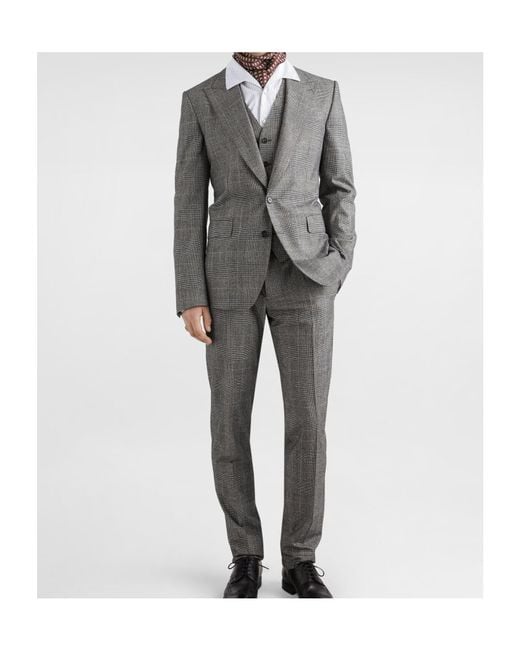 Dolce & Gabbana Gray Check-Pattern Three-Piece Suit for men