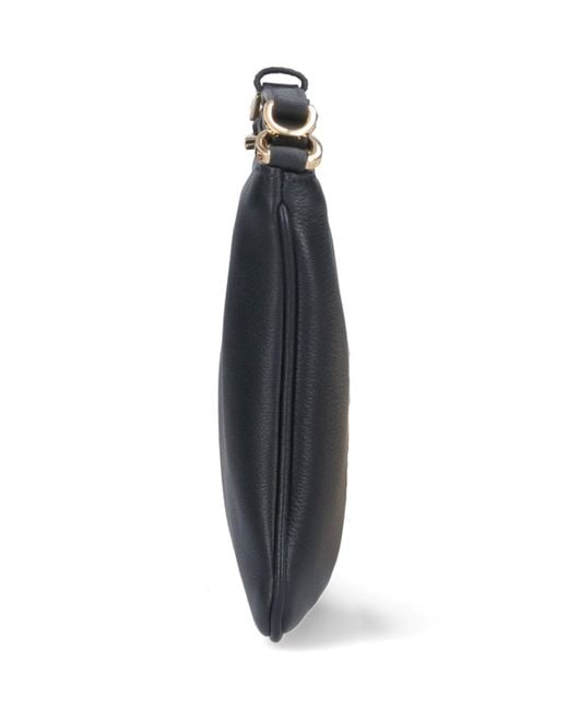 Prada Black Logo Plaque Zipped Shoulder Bag