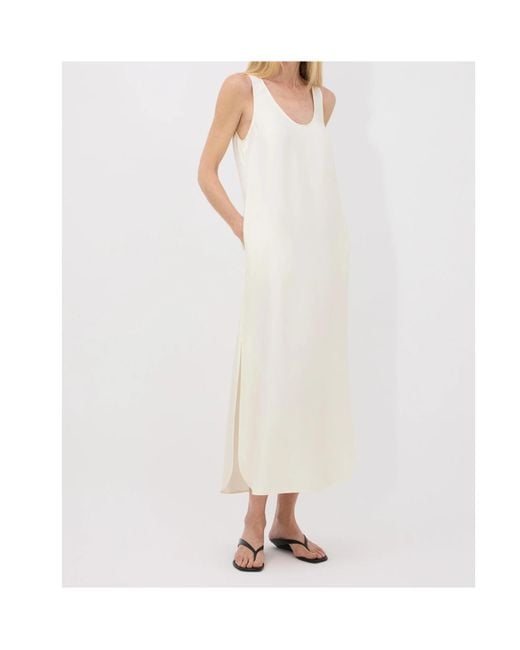 Loulou de Saison White Nada Side-Split Slip Midi Dress