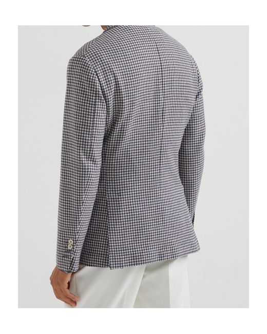 Brunello Cucinelli Gray Houndstooth Single-Breasted Blazer for men