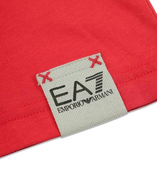 EA7 Red Logo Striped T-Shirt for men