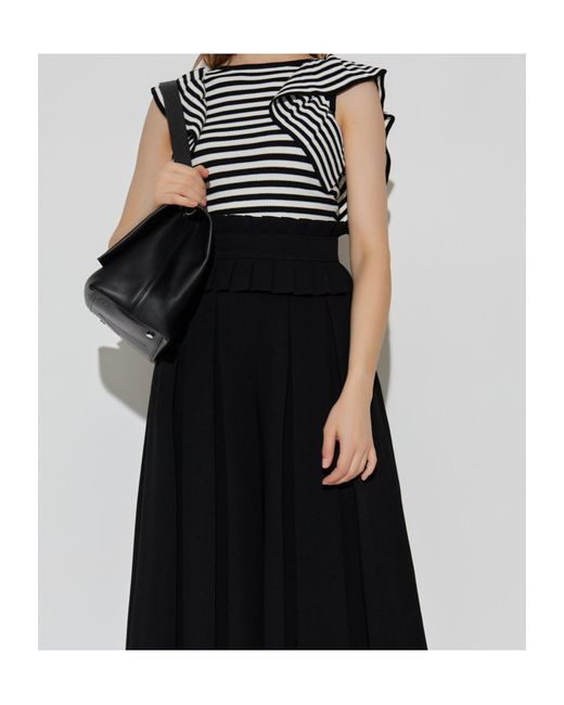 Max Mara Black Vieste Striped Ruffled Top