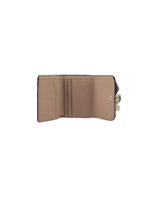 Chloé Natural Chloé Logo Plaque Tri-Fold Wallet