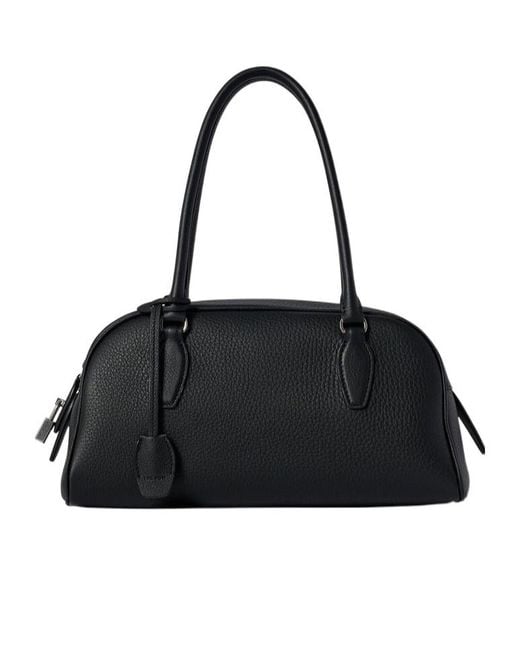 The Row Black Small India Grained-Leather Tote Bag