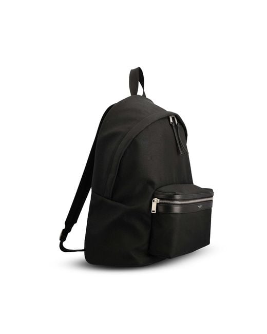 Saint Laurent Black Logo Stamp Zip-Up Backpack for men