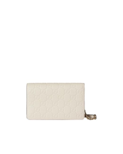 Gucci White Gg Emblem Wallet On Chain