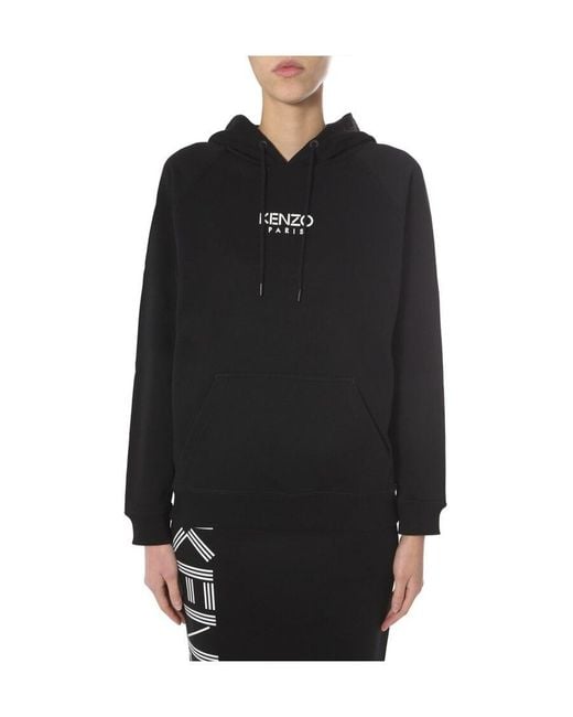 KENZO Black Logo Print Casual Hoodie