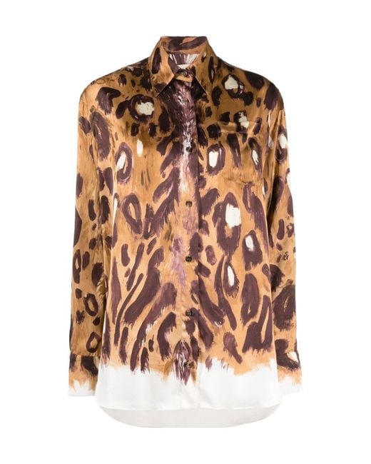 Marni Brown Wild Bunch Printed Satin Long Shirt