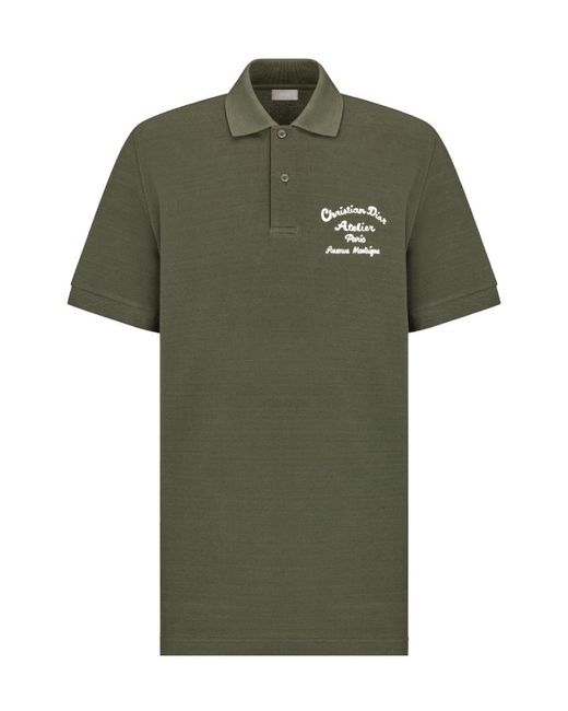 Dior Green Homme Logo Embroidered Polo Shirt for men