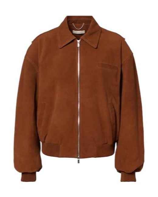 JACQUES WEI Brown Suede Bomber Jacket