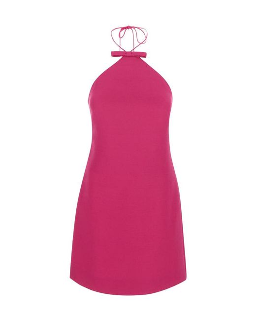 Valentino Pink Bow-Detail Halterneck Minidress