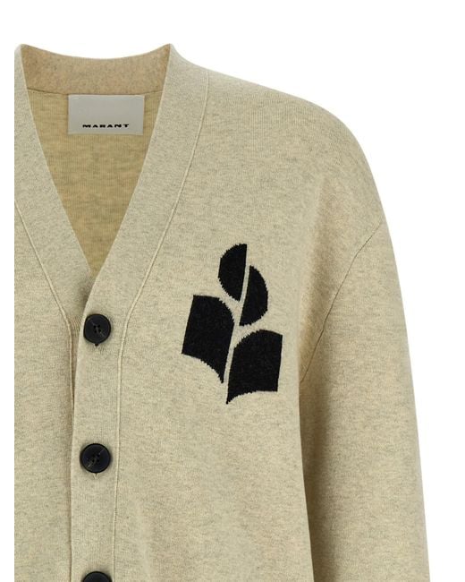 Isabel Marant White Curtis Logo Intarsia Knitted Cardigan for men