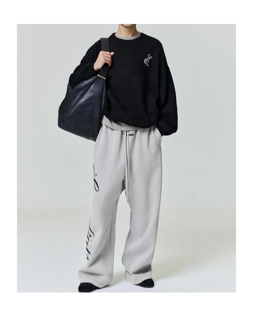 Fear Of God Black Embroidered Merino Crewneck Sweater for men
