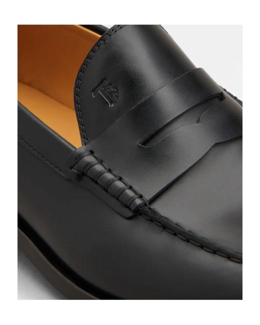 Tod's Black Penny Leather Loafers for men