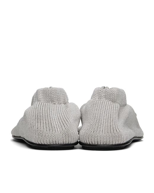 Totême White Bow-Detail Knitted Ballerina Shoes
