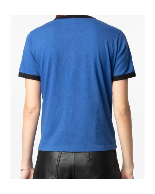 Zadig & Voltaire Blue Crystal-Embellished T-Shirt