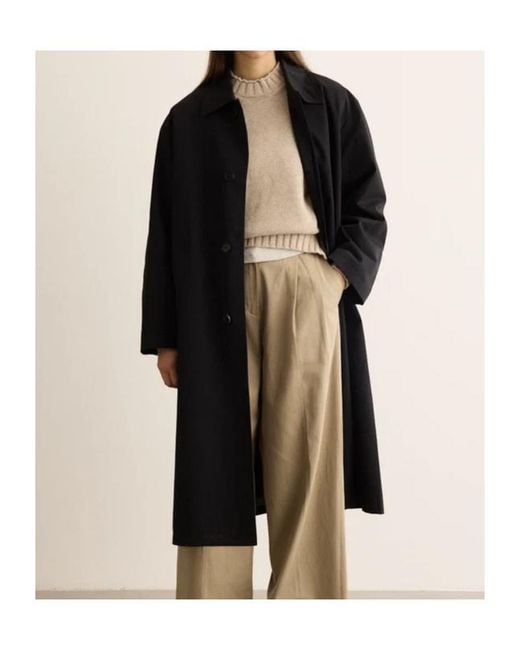 DUNST Black Collared Long-Sleeved Trench Coat for men