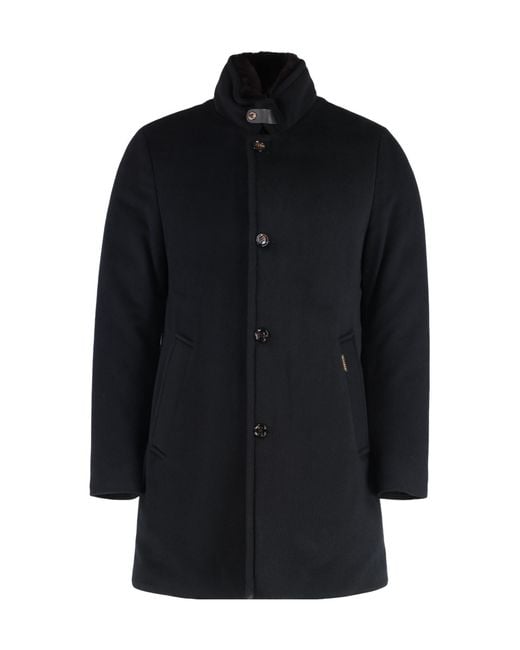 Moorer Blue Feather-Down Single-Breasted Coat for men