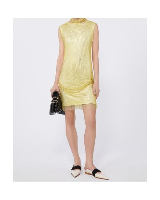 Sportmax Yellow Sleeveless Dress With Rhinestones