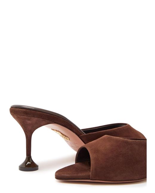 Aquazzura Brown Bisous 65 Suede Mules