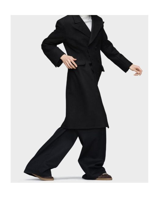 Maison Margiela Black Long Sleeved Double-Breasted Coat for men