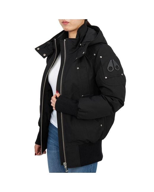 Moose Knuckles Black Zip-Up Hooded Jacket