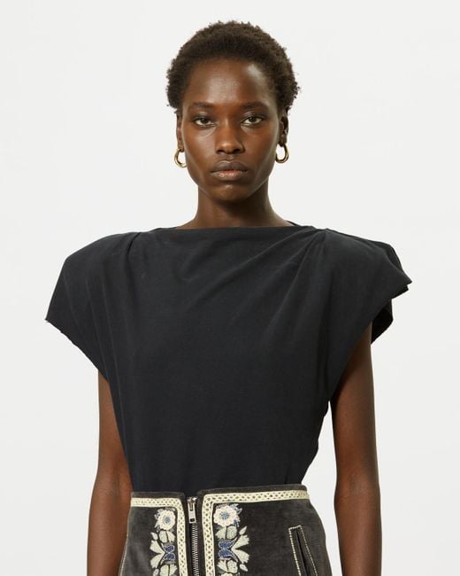 Isabel Marant Black Asymmetric Short-Sleeved T-Shirt
