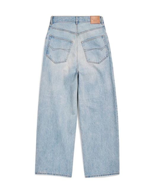 Balenciaga Blue Logo Patch Baggy Jeans for men