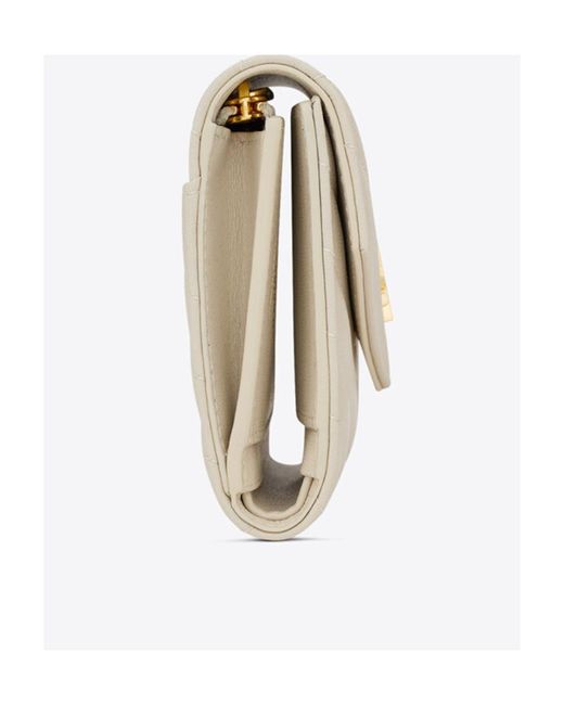 Saint Laurent White Cassandre Matelassé Compact Tri Fold Wallet