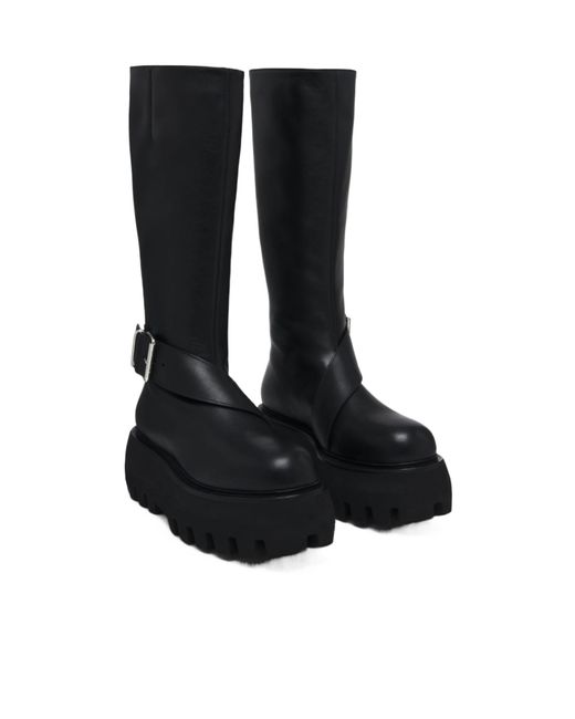 McQueen Black Sofa Knee-High Buckle Platform Boots