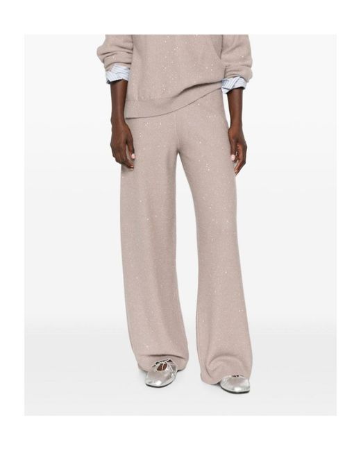 Fabiana Filippi Gray Sequin-Embellished Knitted Trousers