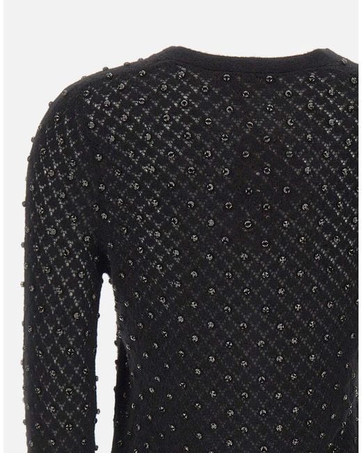 Max Mara Black Embellished V-Neck Cardigan