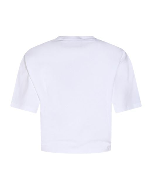 Versace White Logo-Embroidered Crewneck T-Shirt
