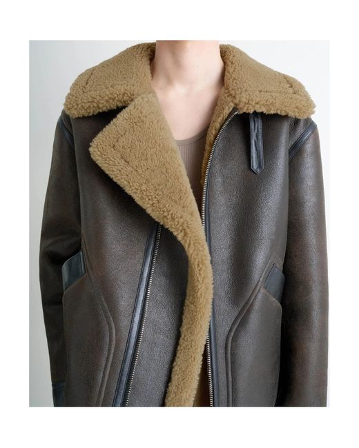 Lemaire Black Shearling-Trim Jacket for men