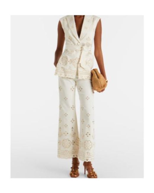 Veronica Beard White Townes Eyelet Cotton Twill Vest