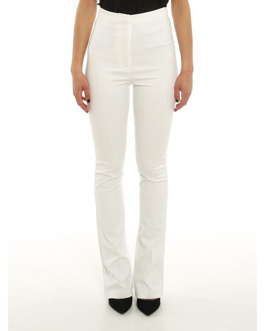 Patrizia Pepe White High-Waist Skinny Flared Leg Trousers