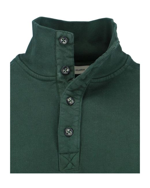 Entire studios Green Button Mock-Neck Sweater for men