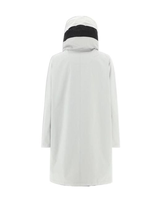 Herno Gray Long-Sleeved Hooded Zipped Coat