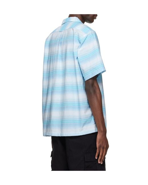 Nanamica Blue Open Collar Pique Short-Sleeve Shirt for men