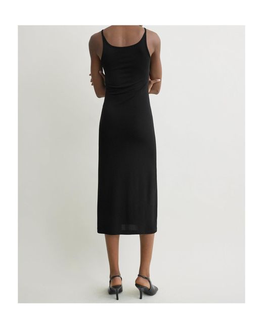 Totême Black Fluid Slip Midi Dress